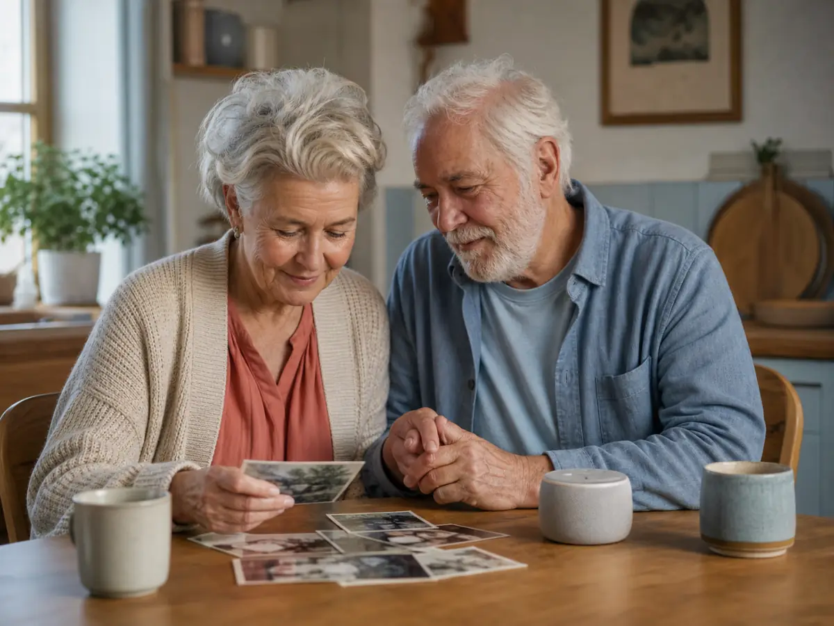 An older couple remembering their life together through a song