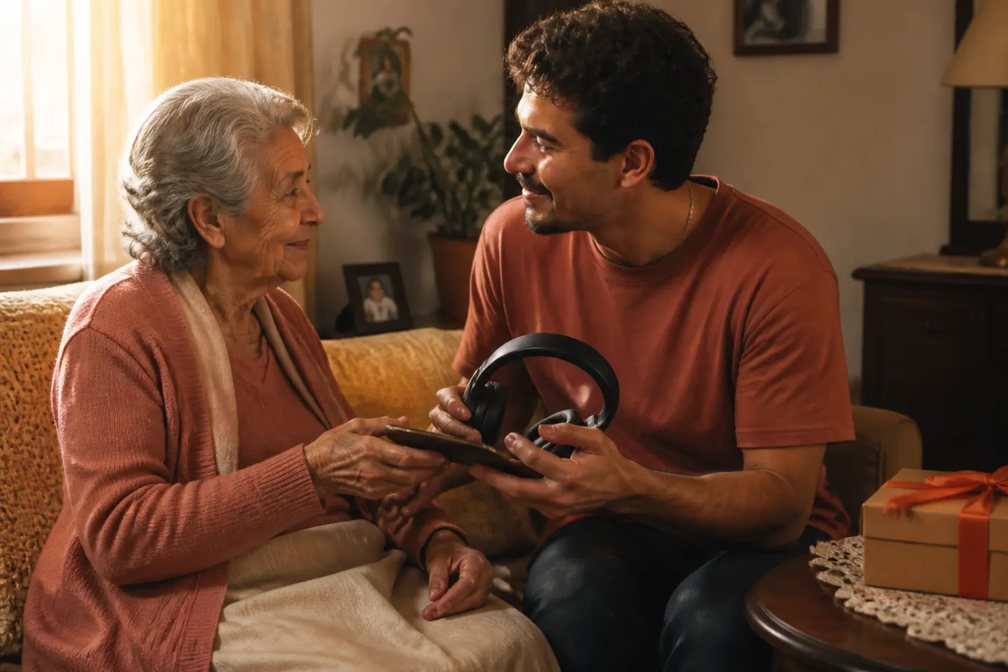 A grandson sharing a private personal-song gift link with his grandmother